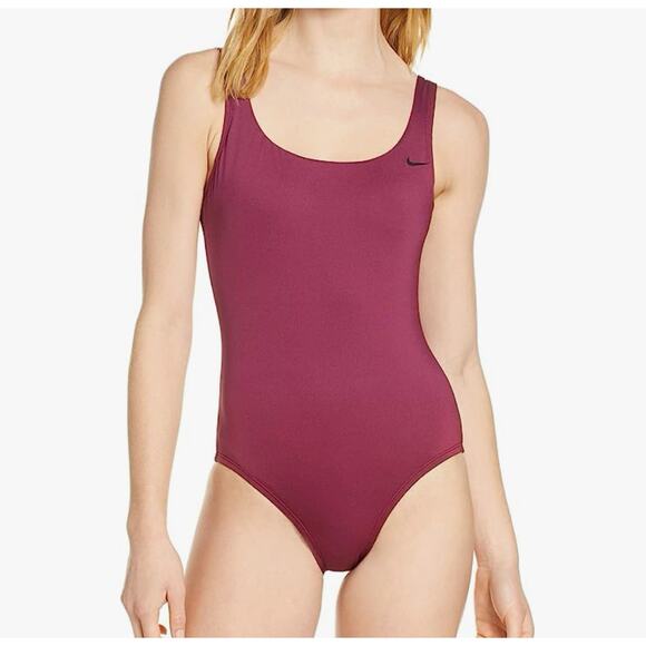 Nike Womens Villain Red Sport One-Piece Burgundy Wine Swimsuit Medium NWT - Picture 1 of 5